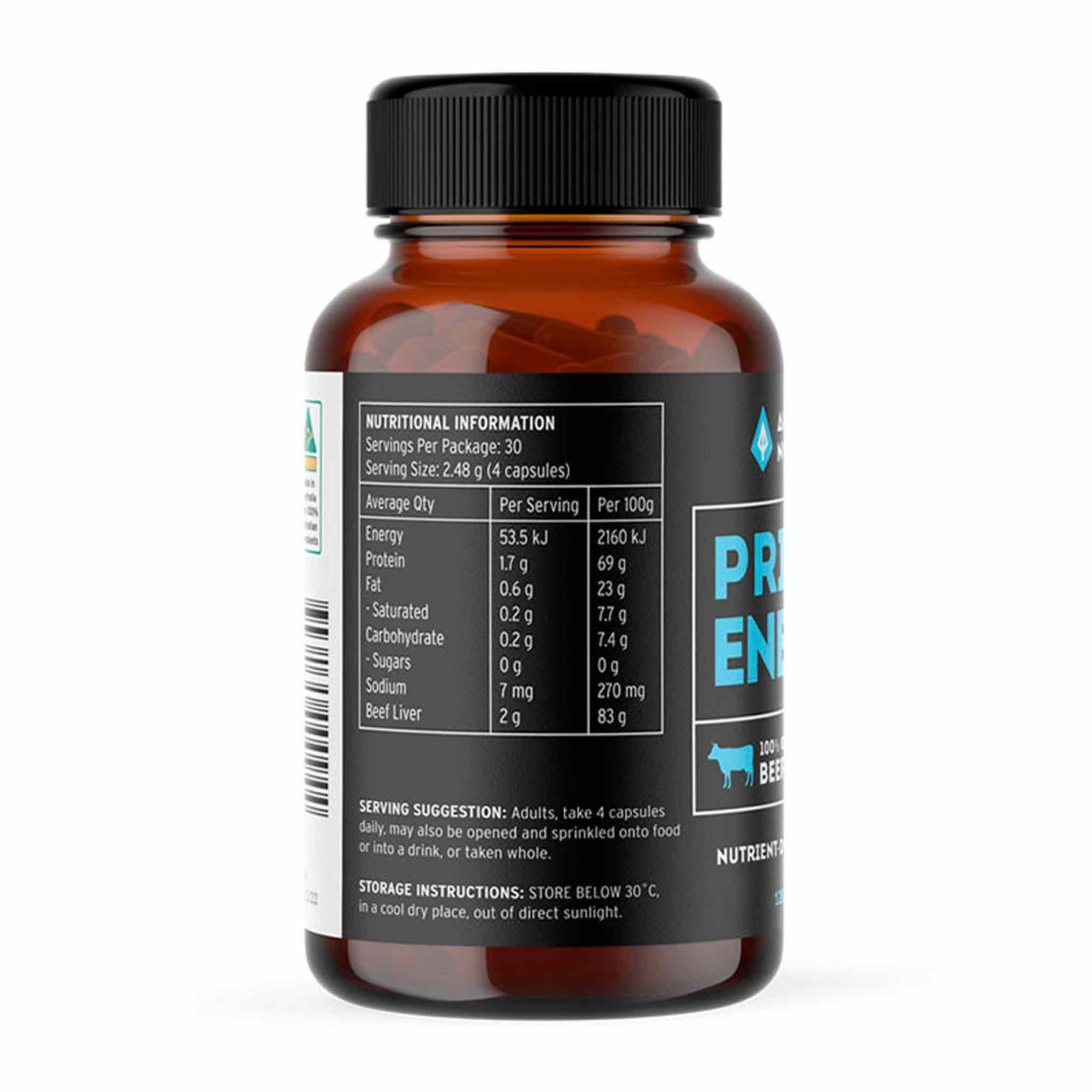 Primal Energy - Beef Liver Capsules - 100% Grass Fed