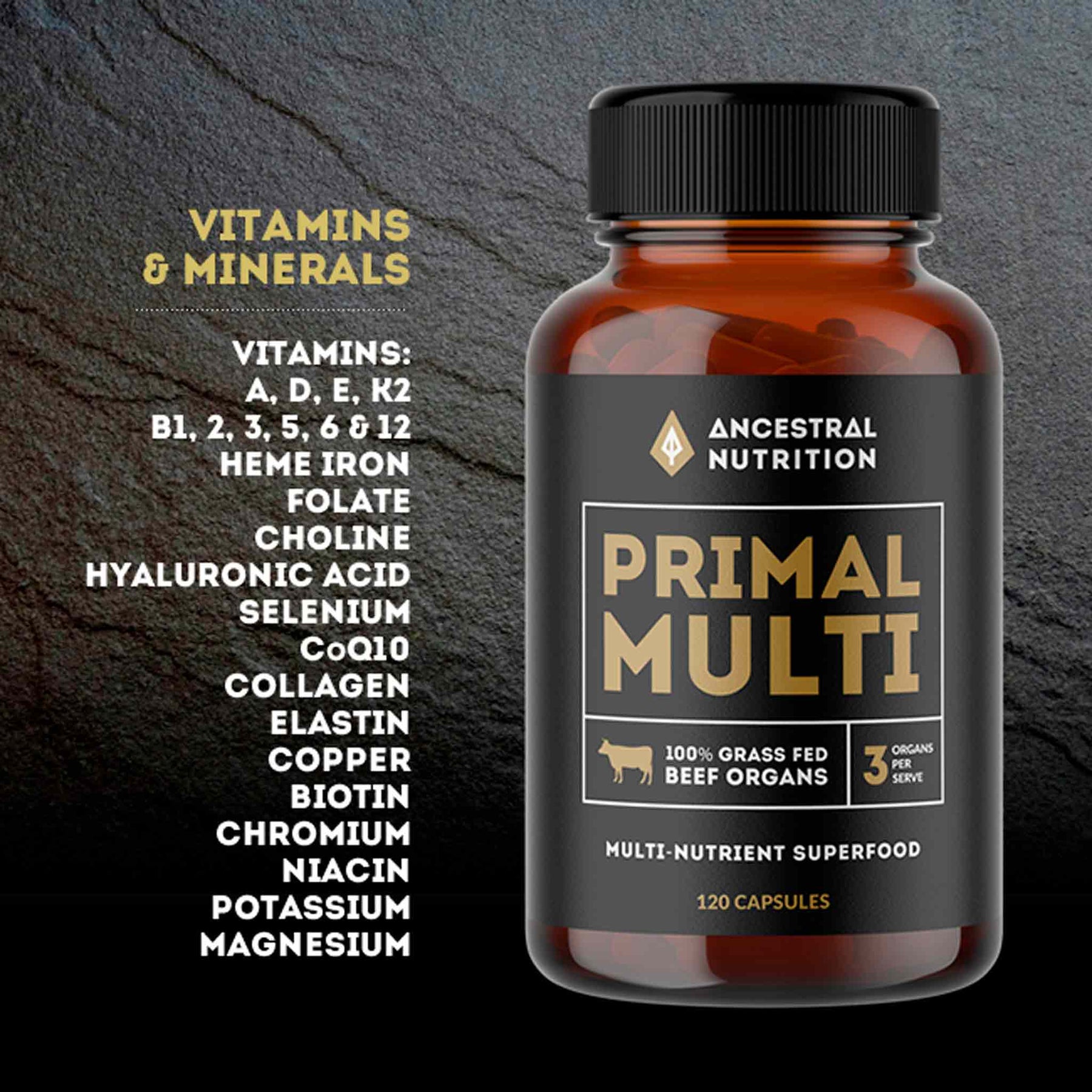 Primal Multi - Beef Organ Capsules - 100% Grass Fed