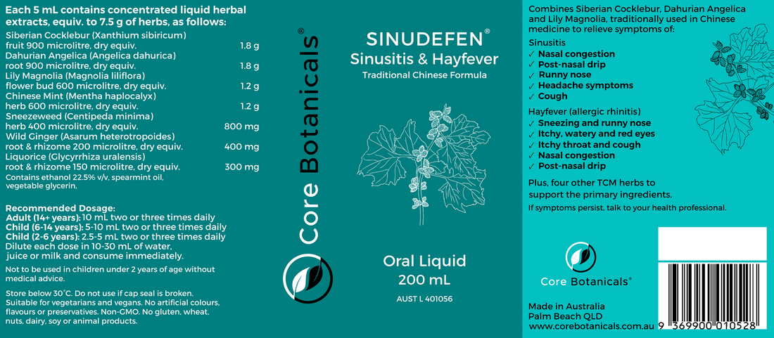 SINUDEFEN Sinusitis & Hayfever Medicine - Label